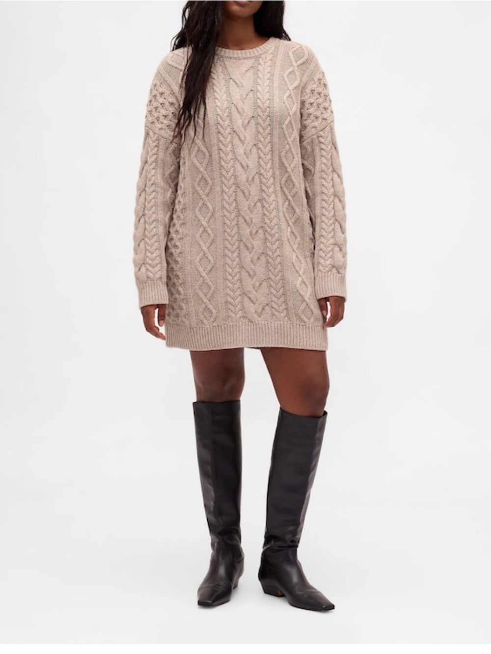 Cable-Knit Mini Sweater Dress - Picture 13 of 16